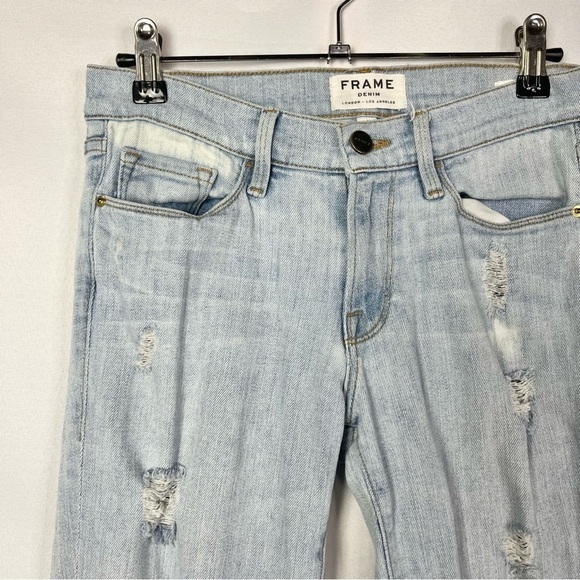 Frame Le Skinny De Jeanne Distressed Light Wash Skinny Jeans 26 - Picture 4 of 8